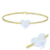 Gold Plated Heart Shell Silver Bracelet BRS-438-GP